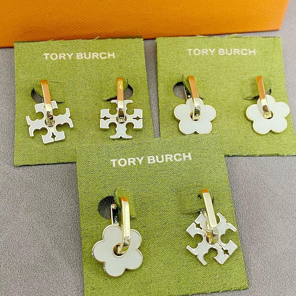Tory Burch Floral Letter Earrings Gold